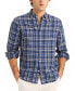 ფოტო #1 პროდუქტის Men's Classic-Fit Linen-Blend Plaid Long-Sleeve Shirt