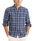 Men's Classic-Fit Linen-Blend Plaid Long-Sleeve Shirt