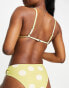 Zulu & Zephyr Exclusive ribbed crop bikini top with cut out detail in lime polka dot