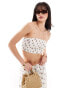 Фото #1 товара Wednesday's Girl ditsy floral smocked bandeau crop top in white floral