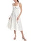 Фото #1 товара Moonsea Lace-Up Midi Dress Women's White L