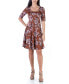 ფოტო #1 პროდუქტის Women's Floral Elbow Sleeve T-shirt Swing Dress