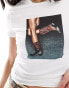 Фото #2 товара ASOS DESIGN baby tee with cowboy boots and legs photographic in white