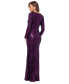 ფოტო #2 პროდუქტის Women's Long-Sleeve Sequined V-Neck Gown