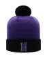 Фото #2 товара Men's Purple and Black Northwestern Wildcats Core 2-Tone Cuffed Knit Hat with Pom