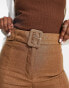 Фото #4 товара & Other Stories linen high waist belted tailored trousers in brown