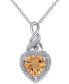 ფოტო #1 პროდუქტის Citrine (1-5/8 ct. t.w.) & Diamond (1/20 ct. t.w.) Heart 18" Pendant Necklace in Sterling Silver