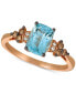 Фото #1 товара Aquamarine (1-1/6 ct. t.w.) & Diamond (1/5 ct. t.w.) Ring in 14k Rose Gold