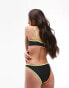 Topshop mix and match neon trim high leg bikini bottoms in black черный/неоновый, US 2 - фото #4