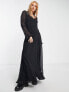Фото #1 товара Reclaimed Vintage button front maxi tea dress with lace in black