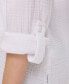 Фото #4 товара Women's Double-Crepe Button-Down Roll-Tab-Sleeve Shirt
