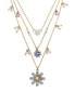 Фото #2 товара Betsey Johnson faux Stone Daisy Layered Necklace