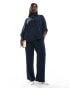 Vero Moda Curve oversized shirt co-ord in navy pinstripe