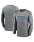 Фото #1 товара Men's Heather Gray Los Angeles Chargers Sideline Team Velocity Performance Long Sleeve T-shirt