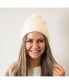 Фото #3 товара Women's Removable Pom Pom Beanie - Cream