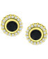 ფოტო #3 პროდუქტის Black & White Cubic Zirconia Halo Stud Earrings in 18k Gold-Plated Sterling Silver, Created for Macy's