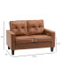 Фото #3 товара 51" Wide Double Sofa with Armrest, 2-Seater Tufted PU Leather, Brown