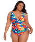 Фото #1 товара Plus Size Side-Shirred One-Piece Swimsuit