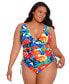 ფოტო #1 პროდუქტის Plus Size Side-Shirred One-Piece Swimsuit