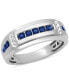 ფოტო #1 პროდუქტის Men's Sapphire (5/8 ct. t.w.) & Diamond (1/20 ct. t.w.) Ring in 10k White Gold
