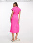 Фото #4 товара New Look button through midi shirt dress in bright pink