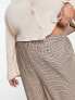 Фото #2 товара Yours wide leg tailored trousers in beige check