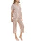 ფოტო #6 პროდუქტის Women's 2-Pc. Printed Capri Pajamas Set