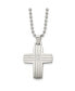 Фото #1 товара Chisel brushed and CZ Grooved Cross Pendant Ball Chain Necklace