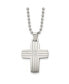 Фото #1 товара Brushed and CZ Grooved Cross Pendant Ball Chain Necklace