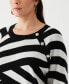 Plus Size Patterned Button Trim Long Sleeve Sweater