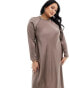 Фото #3 товара ASOS DESIGN Curve satin biased maxi dress with button detail in mocha