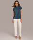 ფოტო #5 პროდუქტის Women's Allover Pleat Short Sleeve Top