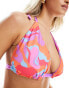 ASOS DESIGN Fuller Bust reversible triangle bikini top in abstract print