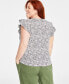 ფოტო #4 პროდუქტის Trendy Plus Size Printed Flutter-Sleeve Crewneck T-Shirt, Created for Macy's