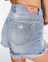 ONLY Pacy high waisted ripped denim shorts in light blue