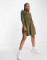 Pieces anga long sleeve dress in khaki