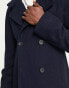 French Connection double breasted funnel neck coat in navy