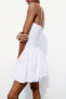 Contrast ribbed poplin puff dress