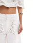 ASOS DESIGN premium bermuda short with cutwork broderie in white co-ord