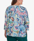 Plus Size Classic Scroll Multicolor Patterned Top