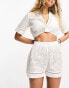 River Island twist front cutwork beach top co-ord in white