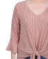 ფოტო #4 პროდუქტის Petite 3/4 Bell Sleeve Textured Knit Top