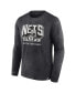 Фото #3 товара Men's Heather Charcoal Distressed Brooklyn Nets Front Court Press Snow Wash Long Sleeve T-shirt