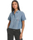 Women's Embellished Cropped Chambray Top