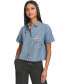 ფოტო #1 პროდუქტის Women's Embellished Cropped Chambray Top