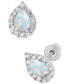 ფოტო #1 პროდუქტის Lab-Grown Opal (1/10 ct. t.w.) & Lab-Grown White Sapphire (1/6 ct. t.w.) Pear Halo Stud Earrings