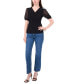 Women's Wrap-Front Sheer Puff-Sleeve Top