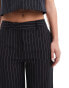 New Look formal wide leg trousers in black pinstripe