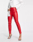 Фото #1 товара ASOS DESIGN cigarette faux leather trouser in red