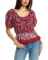 Фото #1 товара Sea Ny Theodora Paisley Print Puff Sleeve Top Women's Red Xxs